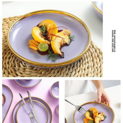 BỘ BÁT ĐŨA TÍM VIỀN VÀNG CAO CẤP